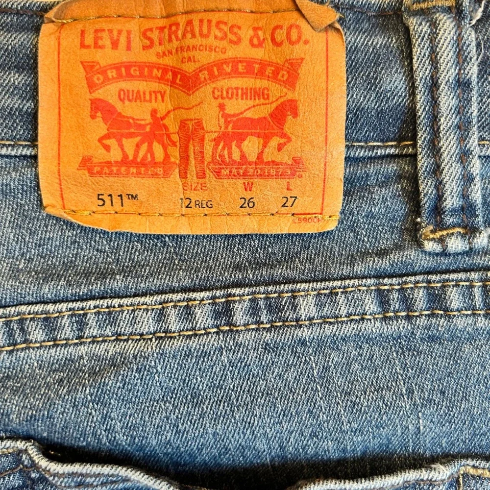 Levi's 511 Kids Jeans Blue Denim Slim Fit Adjustable Waist‎ Size 12 Regular